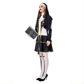 Women Halloween Costumes Virgin Mary Nun Missionary Costume Purim Sister Nun Masquerade Party Dress Set - INSWEAR